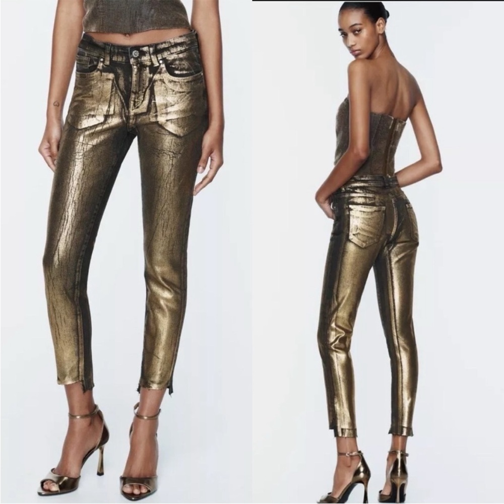 NWT ZARA METALLIC  JEANS PANT
SIZE EUR 40 USA 8

🚨FIRM  PRICE NO DISCOUNT